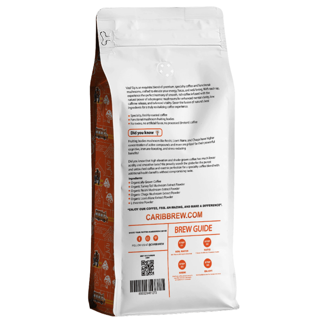 Caribbrew Vitalsip Arabica Coffee With Mushroom 12oz - Caribbrew12oz