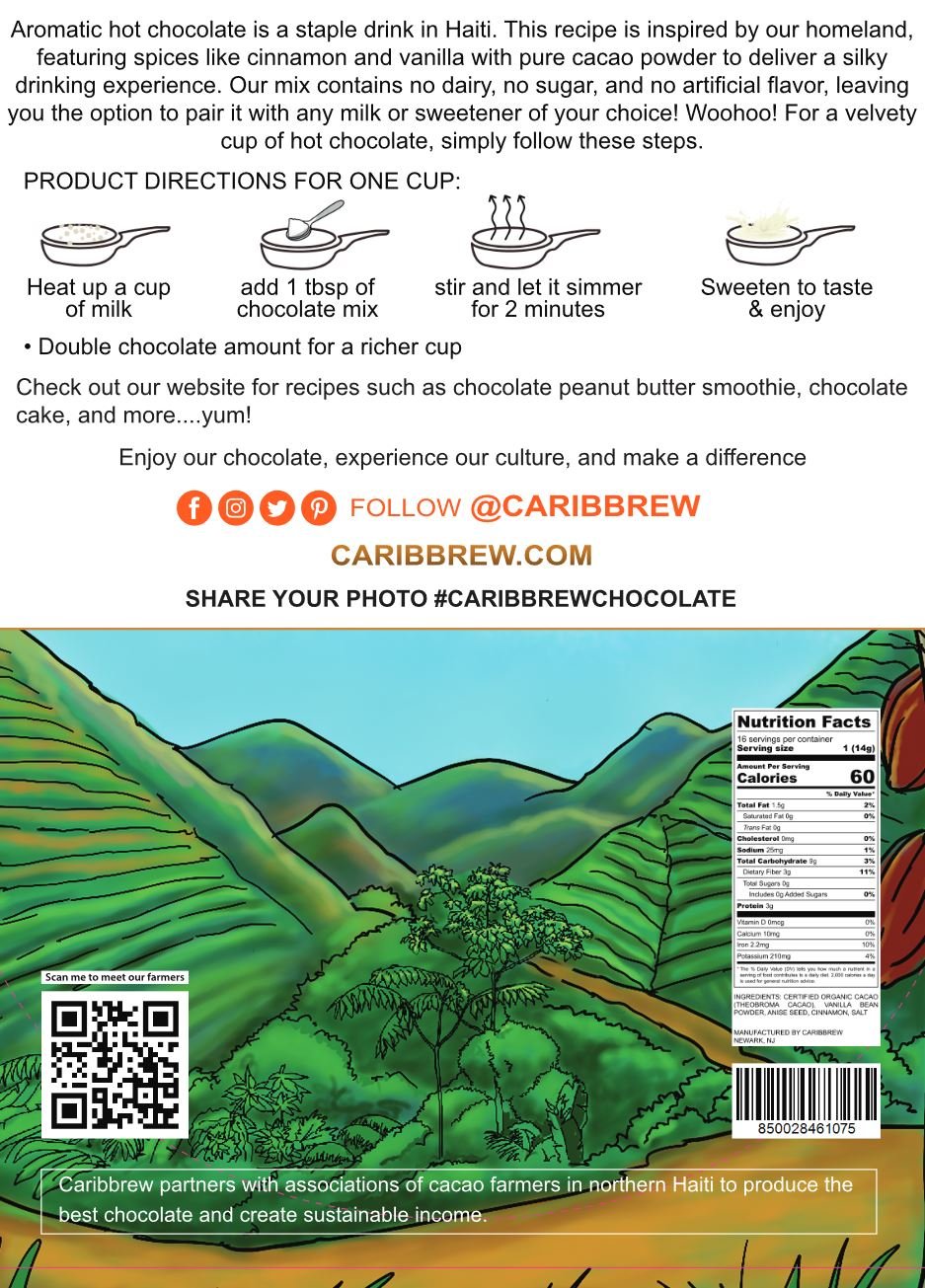 Spiced Vanilla Haitian Hot Chocolate - 2 Bags - Caribbrew8 oz